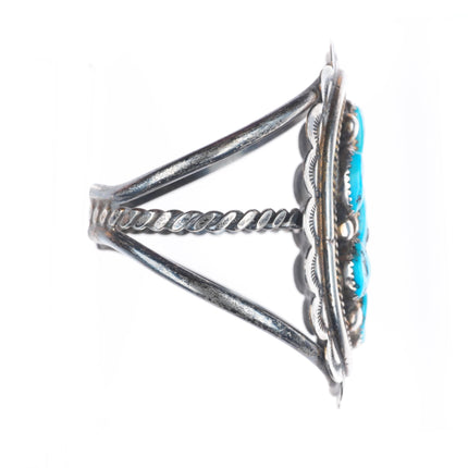 6.25" Tommy Moore Navajo sterling silver Kingman turquoise cluster cuff bracelet