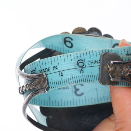 6.25" Tommy Moore Navajo sterling silver Kingman turquoise cluster cuff bracelet