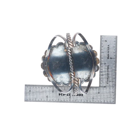 6.25" Tommy Moore Navajo sterling silver Kingman turquoise cluster cuff bracelet