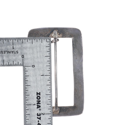c1940's vintage Navajo hand stamped sterling silver belt buckle with turquoise