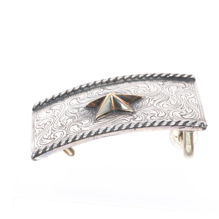 14k gold/sterling silver Hollywood classics Texas star hand engraved belt buckle