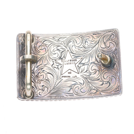 14k gold/sterling silver Hollywood classics Texas star hand engraved belt buckle