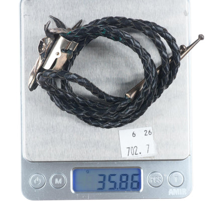 Vintage southwestern sterling silver bull/cow skull bolo tie