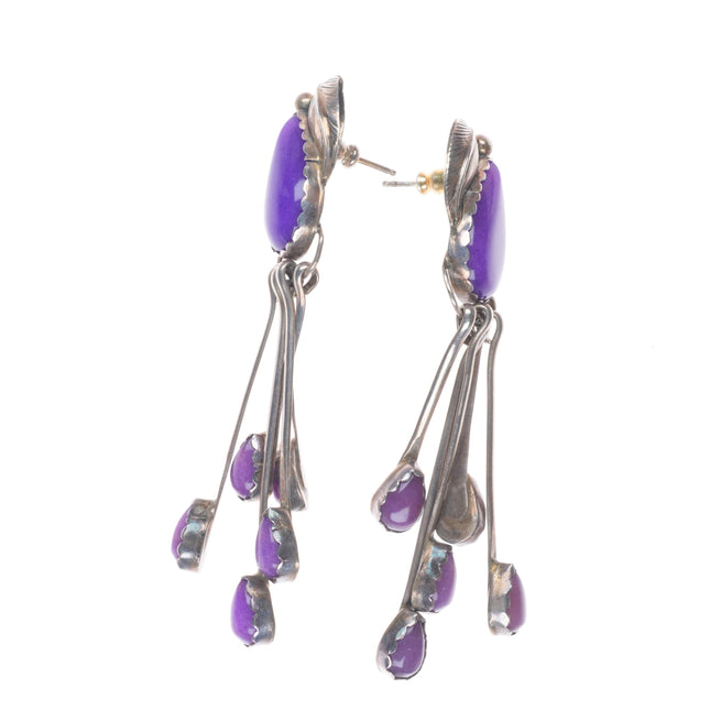 Russell Toledo Navajo sterling silver purple Sugilite dangle earrings pair