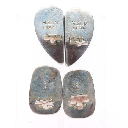 Michael Slim Navajo high grade/boulder turquoise sterling silver  earrings
