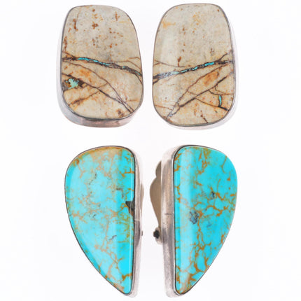 Michael Slim Navajo high grade/boulder turquoise sterling silver  earrings