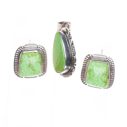 Johnny Watson Navajo sterling silver Gaspeite pendant/earrings set