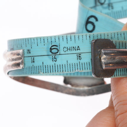 6.5" Vintage Navajo sterling silver turquoise split shank cuff bracelet