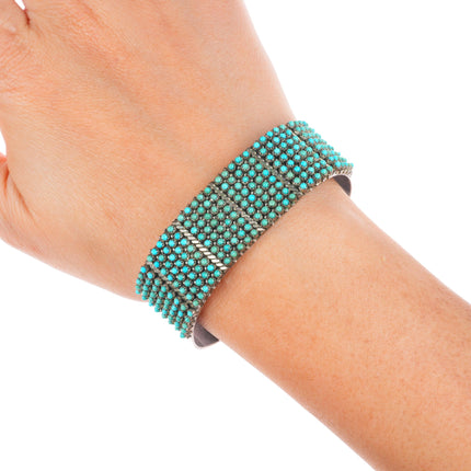 6.6" Stephen Haloo Zuni sterling silver snake eye turquoise cuff bracelet