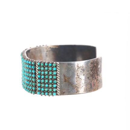 6.6" Stephen Haloo Zuni sterling silver snake eye turquoise cuff bracelet