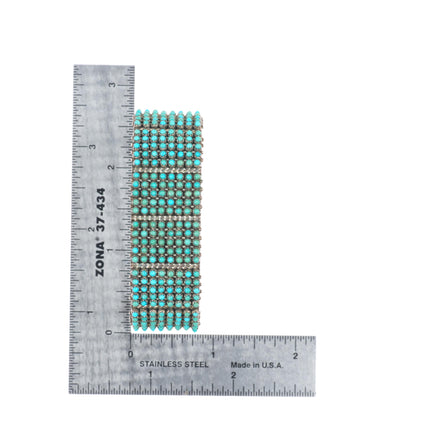 6.6" Stephen Haloo Zuni sterling silver snake eye turquoise cuff bracelet