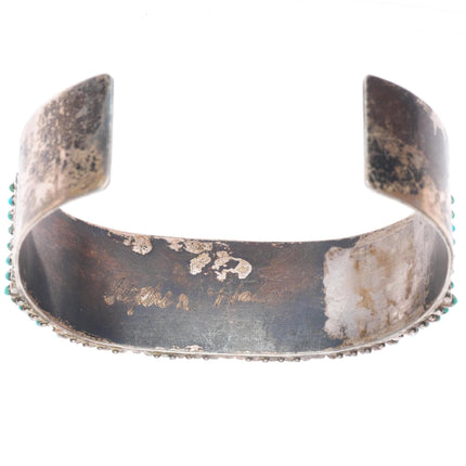 6.6" Stephen Haloo Zuni sterling silver snake eye turquoise cuff bracelet