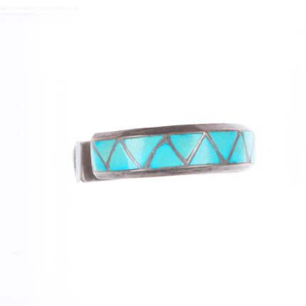 6" vintage Milton Lasiloo Zuni sterling silver turquoise inlay cuff bracelet