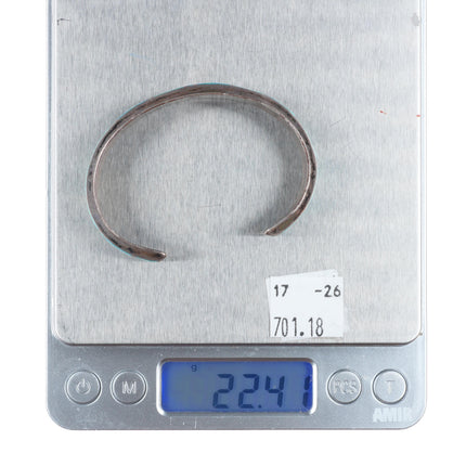 6" vintage Milton Lasiloo Zuni sterling silver turquoise inlay cuff bracelet