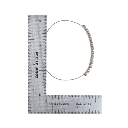 6.5" Vintage c1950's Zuni sterling silver carved turquoise row cuff bracelet