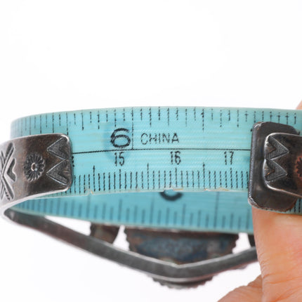 6.8" 30's-40's Vintage Navajo sterling silver petrified wood cuff bracelet