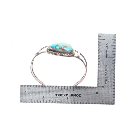 6.1" Vintage Navajo sterling silver split shank turquoise cuff bracelet