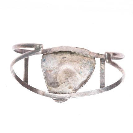 6.1" Vintage Navajo sterling silver split shank turquoise cuff bracelet