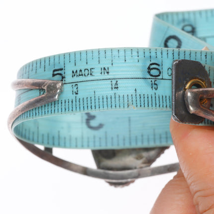 6.1" Vintage Navajo sterling silver split shank turquoise cuff bracelet