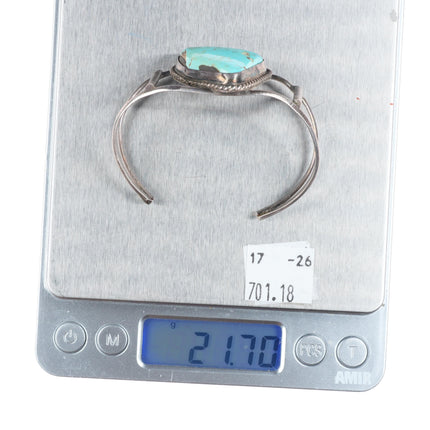 6.1" Vintage Navajo sterling silver split shank turquoise cuff bracelet