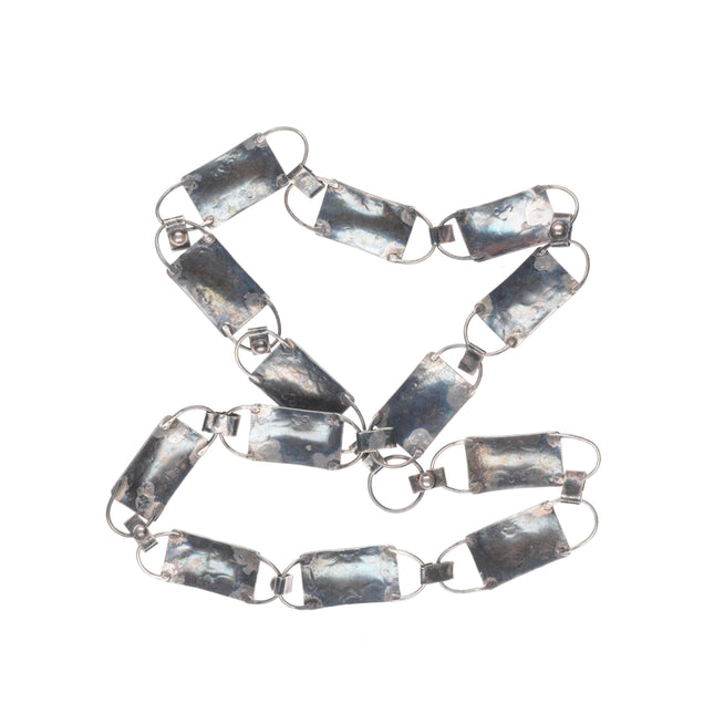 32" Vintage Navajo sterling silver square link hand stamped concho belt