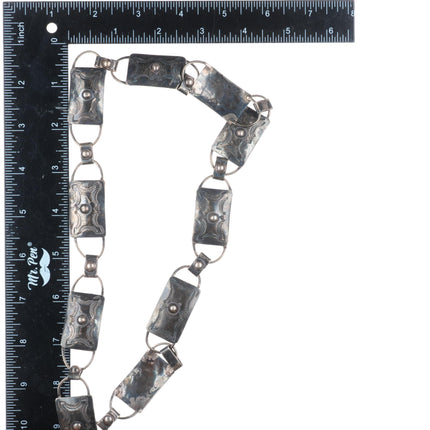 32" Vintage Navajo sterling silver square link hand stamped concho belt
