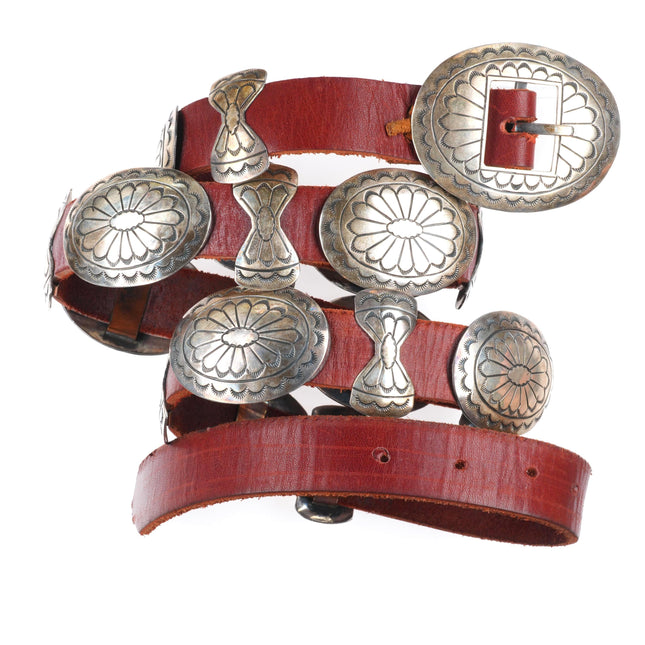 43" K Yazzie Navajo vintage sterling silver butterfly concho belt