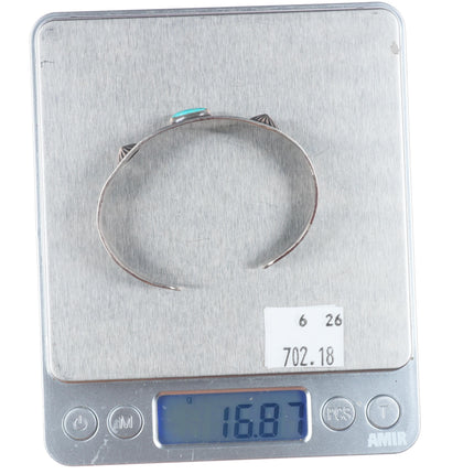 6.25" 30's-40's Fred Harvey era Navajo sterling silver turquoise cuff bracelet