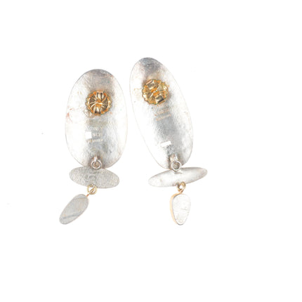 Retro Sydney Lynch Sterling silver Druzy quartz gold overlay earrings