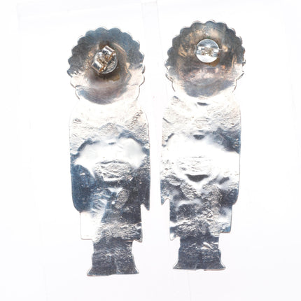 Vintage Navajo hand stamped sterling silver kachina form earrings