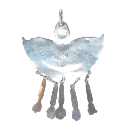 Lee and Mary Weebothee Zuni sterling silver high grade turquoise pendant