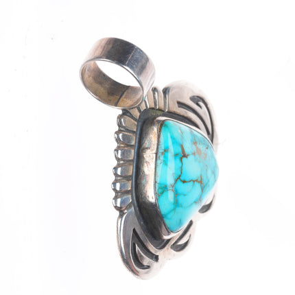 Vintage RG Navajo sterling silver high grade turquoise pendant