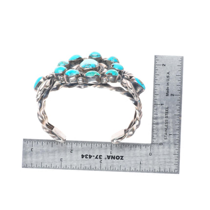 6.2" Helen Ortega Native American sterling silver turquoise cuff bracelet