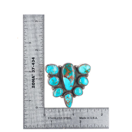 JP Platero Pilot Mountain turquoise sterling silver butterfly pin/brooch