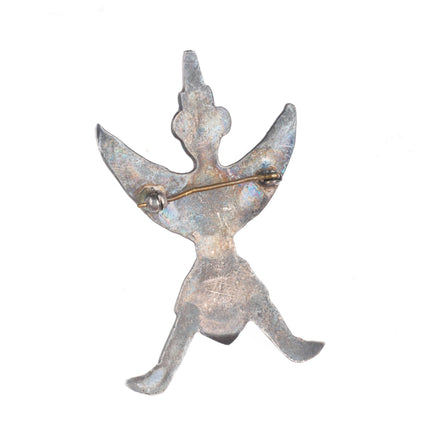 c1930's Zuni sterling silver cast knifewing pin/brooch with turquoise