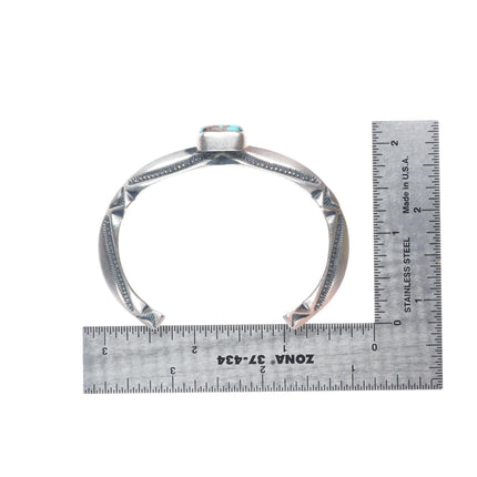 6.3" Derrick Gordon Navajo carinated sterling silver cuff bracelet w/ turquoise