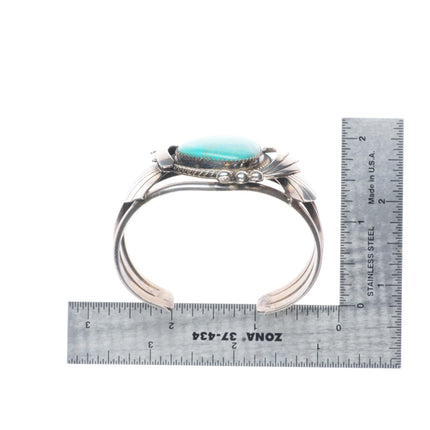 6.1" Vintage Navajo sterling silver turquoise sturdy cuff bracelet