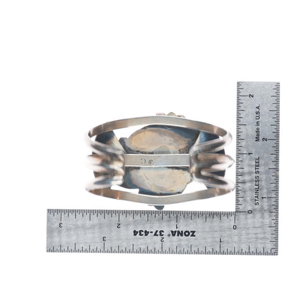 6.1" Vintage Navajo sterling silver turquoise sturdy cuff bracelet