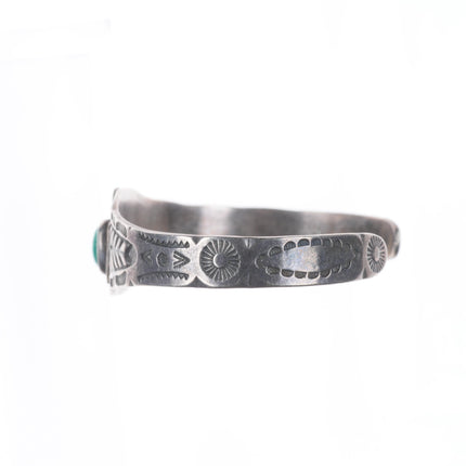 6.3" Vintage Fred Harvey Thunderbird sterling silver turquoise cuff bracelet