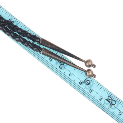 Vintage Zuni sterling silver sunface shell/turquoise inlay bolo tie