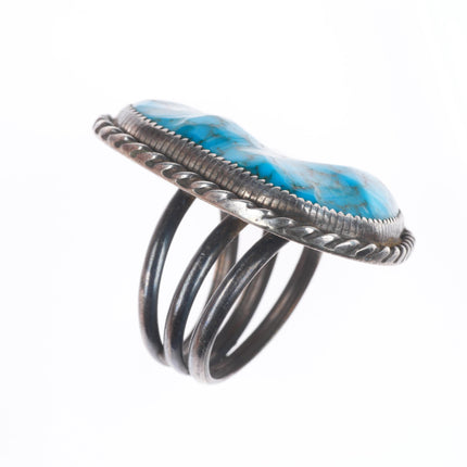 sz10 Huge Vintage Navajo sterling silver high grade spiderweb turquoise ring