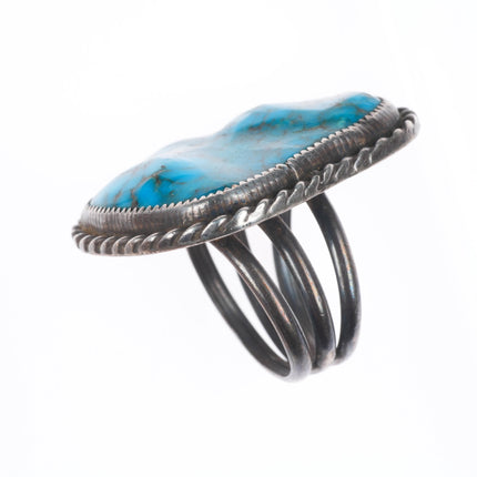 sz10 Huge Vintage Navajo sterling silver high grade spiderweb turquoise ring