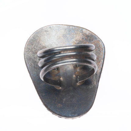 sz10 Huge Vintage Navajo sterling silver high grade spiderweb turquoise ring