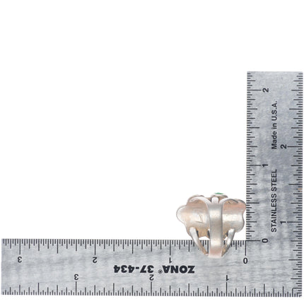 sz7 20's-30's vintage Navajo ingot silver green turquoise cluster ring