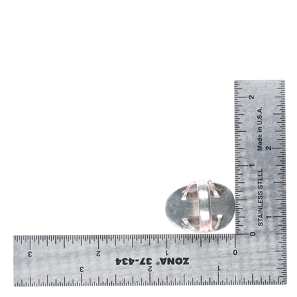 sz7 Vintage Navajo sterling silver rope bezel large turquoise ring