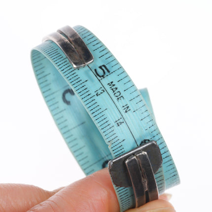 6" 30's-40's Vintage Zuni sterling silver dot-dash turquoise cuff bracelet