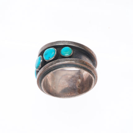 sz7 Noah Pfeffer southwestern sterling silver turquoise row ring