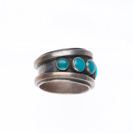 sz7 Noah Pfeffer southwestern sterling silver turquoise row ring