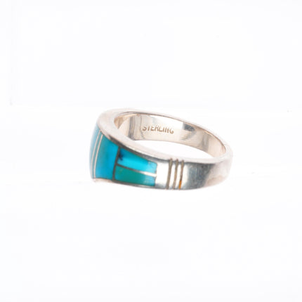 sz8 Chee Navajo Supersmith sterling silver ring with nice turquoise inlay