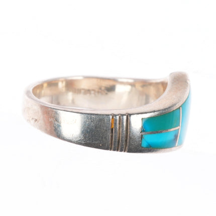 sz8 Chee Navajo Supersmith sterling silver ring with nice turquoise inlay